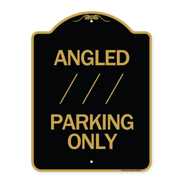 Signmission Angle Parking W/ Bidirectional Arrow 1, Black & Gold Aluminum Sign, 18" x 24", BG-1824-24346 A-DES-BG-1824-24346 - main